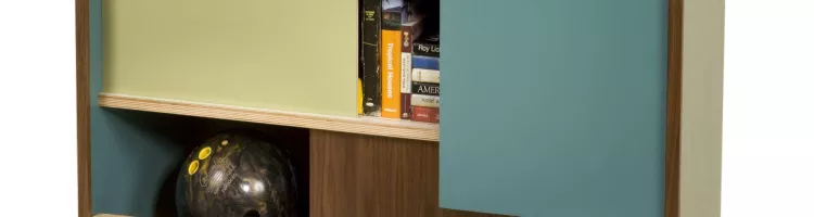 Thomas Wold, Block Party Bookcase and credenza, Hello Color