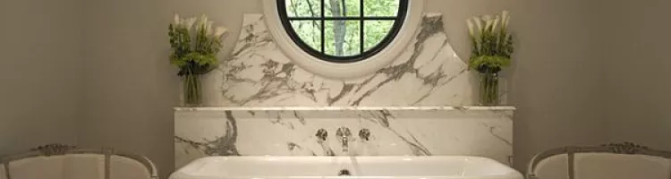 Art Deco bathroom with Carrara slab marble