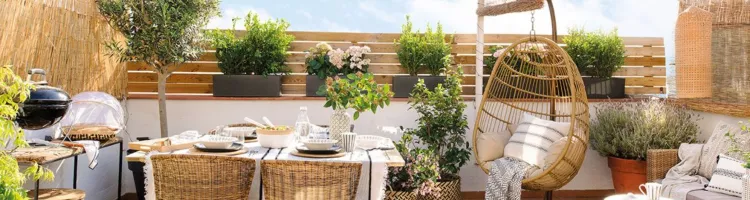 Beautifully decorated small terrace for relaxation and barbecue