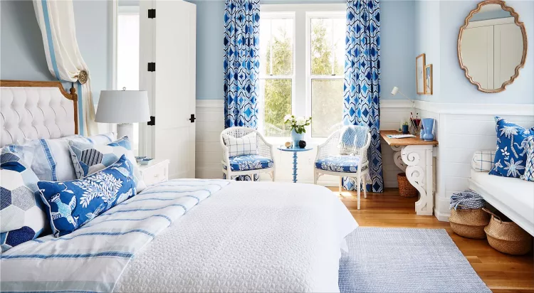 blue white bedroom