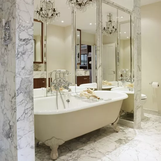 luxury marble bathroom in Art Deco style