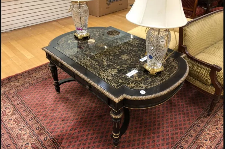 painted glass coffee table