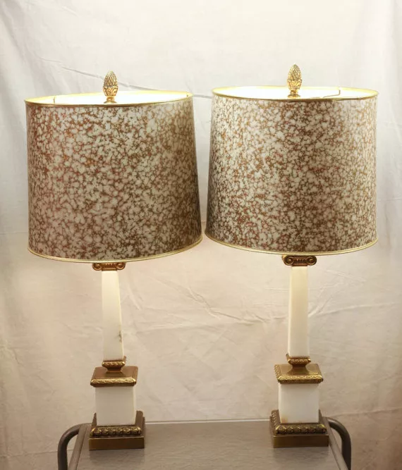 vintage mid-century white marble table lamps on Etsy